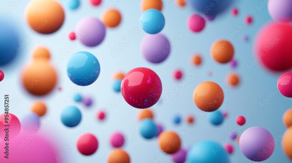 A 3D bubble chart with floating spheres of different sizes and colors, representing data with depth and volume, set against a minimalist backdrop A 3D bubble chart with floating spheres of different sizes and colors, representing data with depth and volume, set against a minimalist backdrop