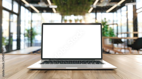 Stunning Blank Screen Laptop with Blurred Background: A Minimalist and Intriguing Visual. Showcasing the Simplicity and Mystery.