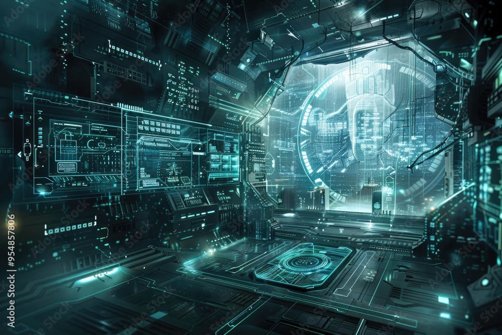 Futuristic Digital Data Network in a High-Tech Cyber Environment Futuristic Digital Data Network in a High-Tech Cyber Environment