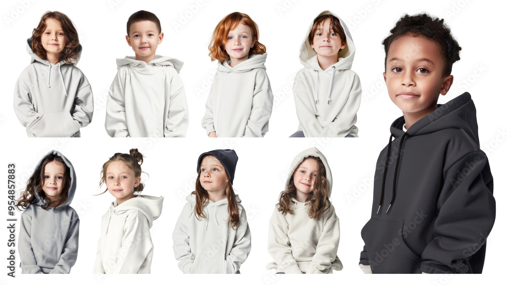 PNG cool kids wearing hoodies element set, transparent background PNG cool kids wearing hoodies element set, transparent background