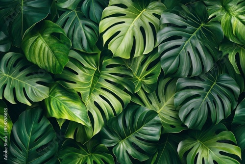 Creative nature wall background, tropical leaf banner or floral jungle pattern concept. ith generative ai