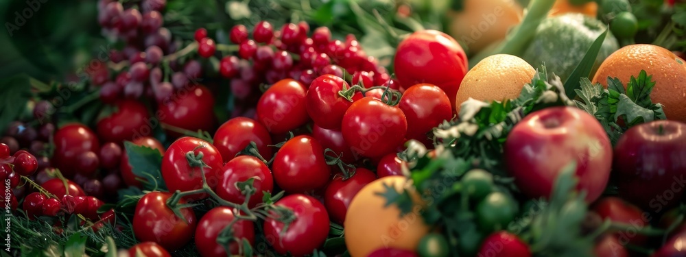 Vibrant Display of Fresh Vegetables and Fruits Vibrant Display of Fresh Vegetables and Fruits