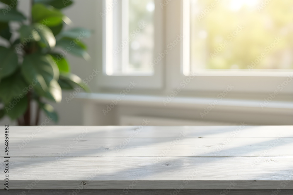 Blank wooden counter table in soft sunlight Blank wooden counter table in soft sunlight