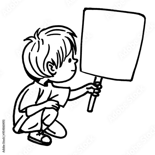 child with blank board