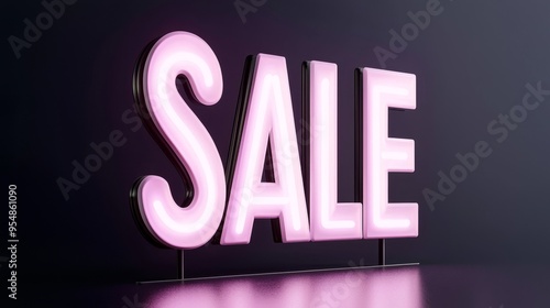 Luxurious Black Friday "SALE" sign, pink theme, glowing lights, 3D illustration