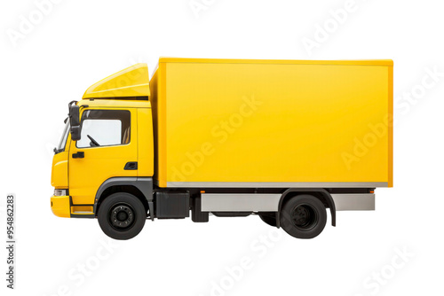 A cargo van for transportation services is isolated on a white background, suitable for mockups, advertising, logistics, and delivery concepts photo