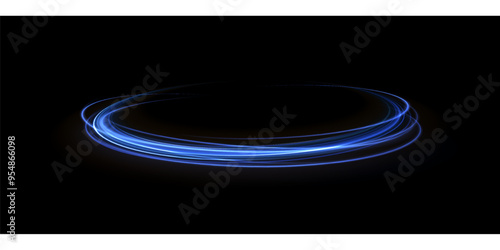 Wavy transparent curved lines in the form of the movement of sound waves in a set of different shapes of whirlpool. Expressway, the effect of car headlights.