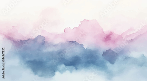 Abstract horizontal watercolor background. Brush stroked painting pastel warm color watercolour. Hand drawn vector texture