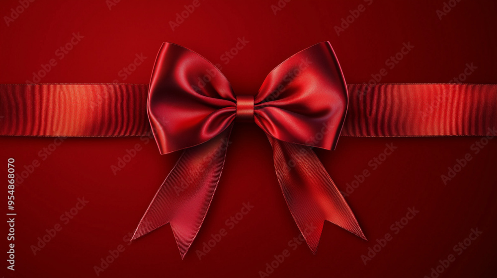 A stunning red ribbon bow adds elegance to any celebration setting with its rich color and detail A stunning red ribbon bow adds elegance to any celebration setting with its rich color and detail