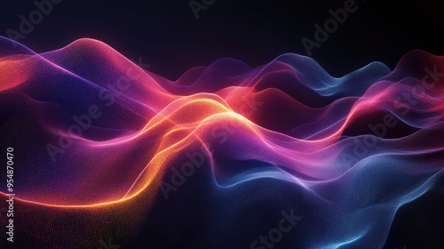 Abstract Neon Waves Background - Glowing Colorful Dynamic Flowing Pattern.