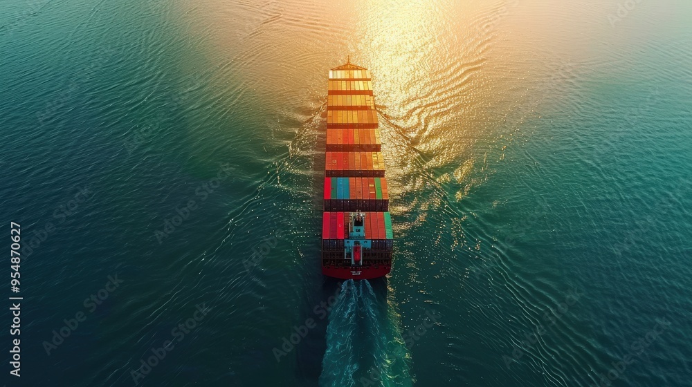 Container Vessel. Aerial View of Ultra Large Cargo Ship at Sea Container Vessel. Aerial View of Ultra Large Cargo Ship at Sea