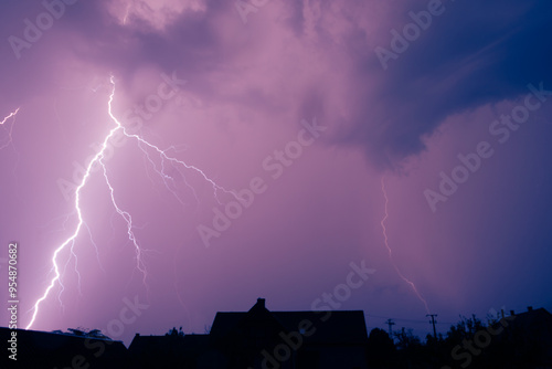 Lightning in a summer thunderstorm photo