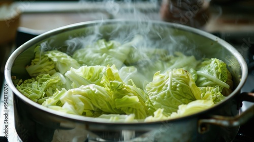 Cooked Cabbage. Boiled Vegetable Dish Served as Healthy and Natural Food