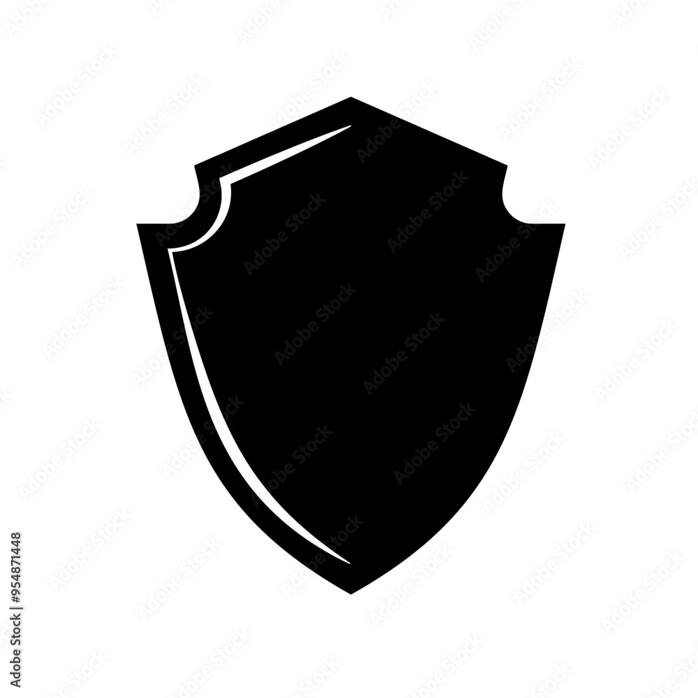 Shield logo template flat illustration, shielding icon in black and white color, security and protector symbol isolated on white background Shield logo template flat illustration, shielding icon in black and white color, security and protector symbol isolated on white background