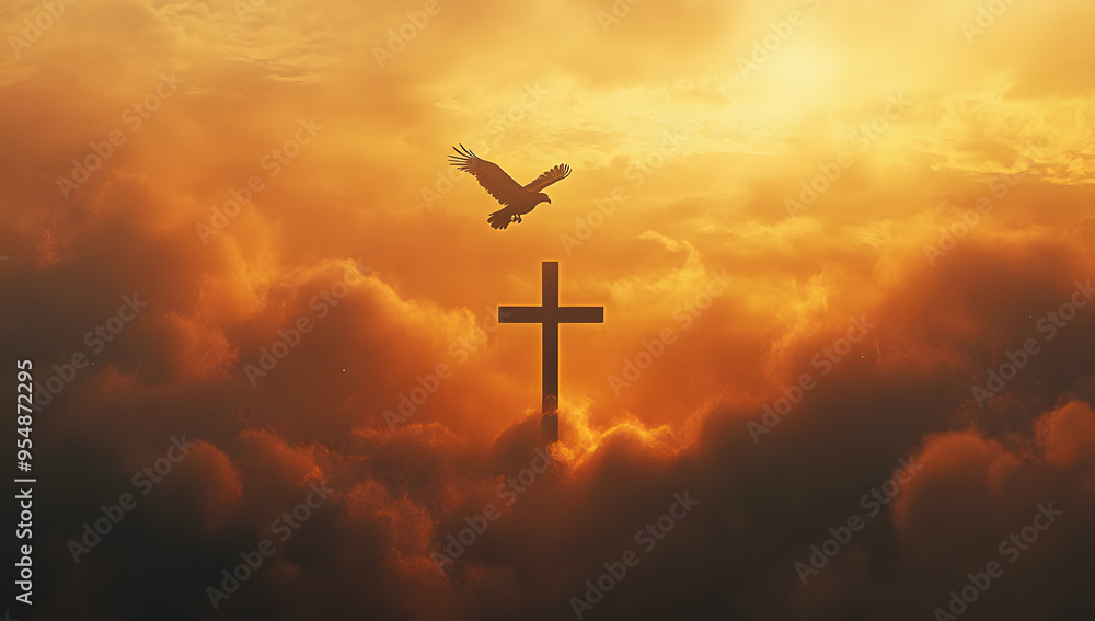 “Majestic Eagle Soaring Above a Floating Cross in the Sky, Symbolizing Freedom, Faith, and Spiritual Elevation in a Serene, Heavenly Scene”
“Majestic Eagle Soaring Above a Floating Cross in the Sky, Symbolizing Freedom, Faith, and Spiritual Elevation in a Serene, Heavenly Scene”