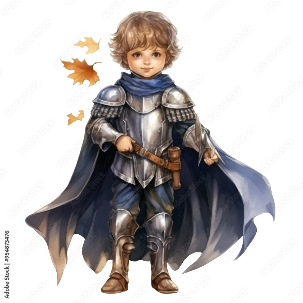 A Young Knight in Shining Armor with Autumn Leaves A Young Knight in Shining Armor with Autumn Leaves