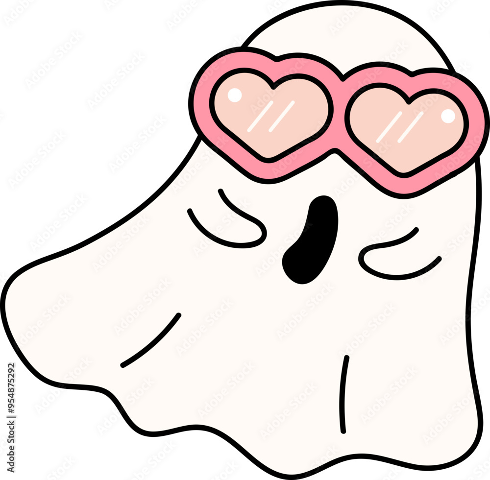 Cute Halloween Floral Ghost Groovy Retro Cartoon Cute Halloween Floral Ghost Groovy Retro Cartoon
