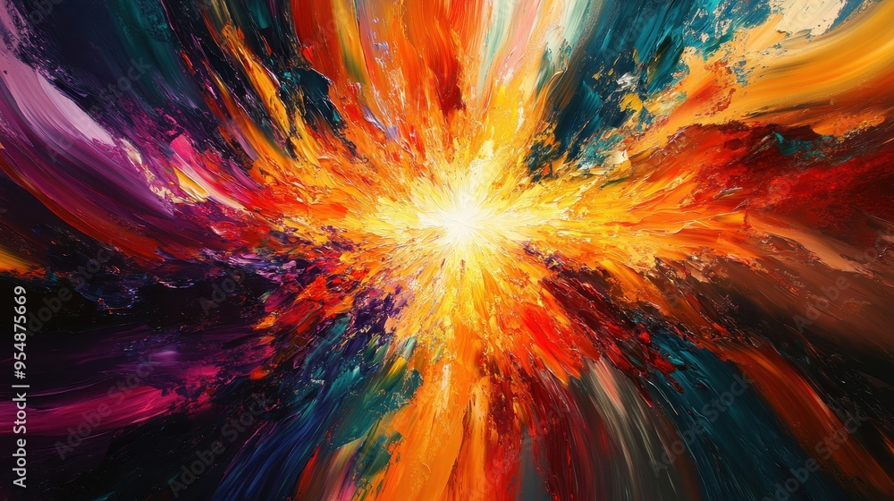 Abstract Oil Painting with Bright Colors and Swirling Strokes. Abstract Oil Painting with Bright Colors and Swirling Strokes.
