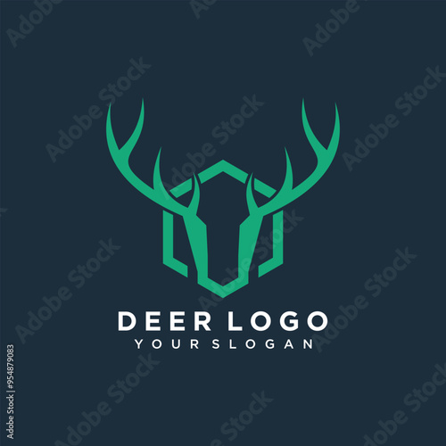 Deer logo with creative element design concept idea