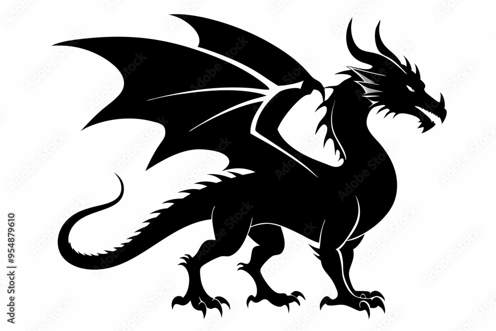 Dragon silhouette vector illustration, Black Dragon silhouette vector design
Dragon silhouette vector illustration, Black Dragon silhouette vector design