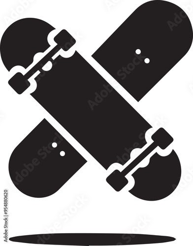 Skateboard icon silhouette vector, Skateboard icon
