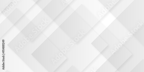 abstract modern geometric and creative concept with white boxes in white background. soft gray paper stripes as tiles formless volumetric pattern paper texture design. 3d rendering.