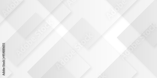 abstract modern geometric and creative concept with white boxes in white background. soft gray paper stripes as tiles formless volumetric pattern paper texture design. 3d rendering.