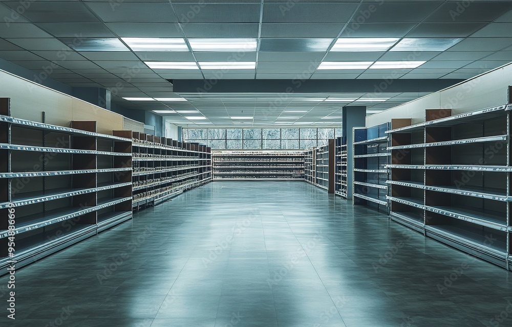 The empty shelves of a supermarket The empty shelves of a supermarket