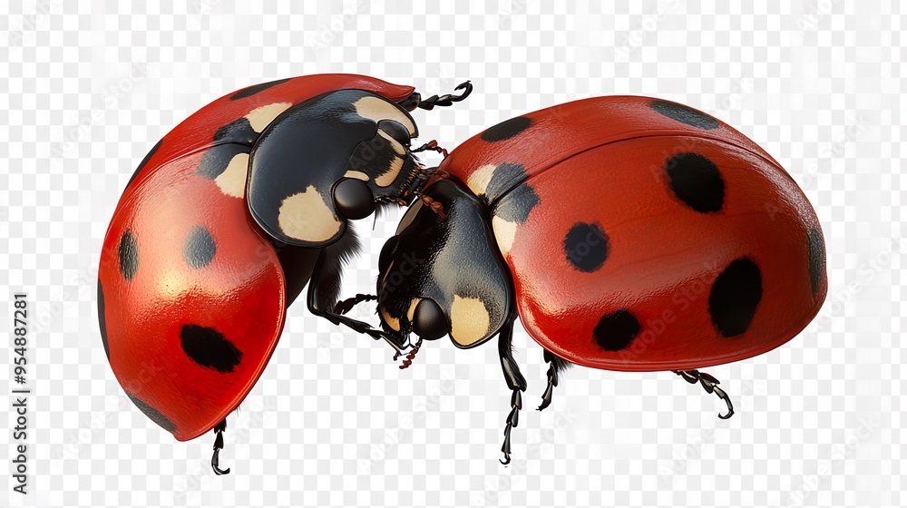 Obraz premium Two ladybugs are fighting each other