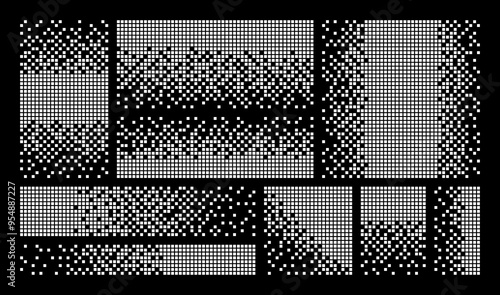 Disintegration or dissolves pixel effect. Background of pixel square mosaic. Vector illustration