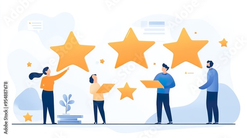 A group of people are holding up stars to represent their ratings