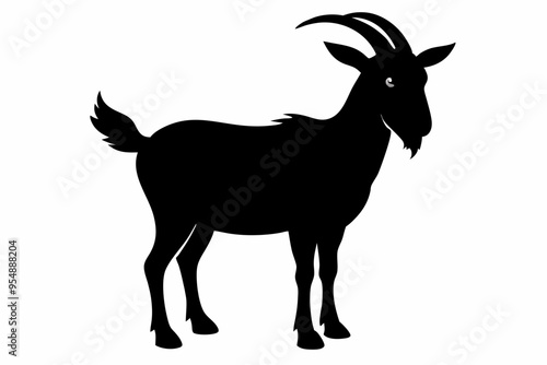 goat silhouette, dairy goat vector silhouette, baby goat silhouette