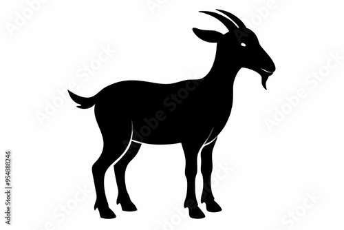 goat silhouette, dairy goat vector silhouette, baby goat silhouette