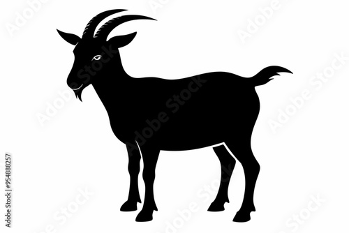 goat silhouette, dairy goat vector silhouette, baby goat silhouette