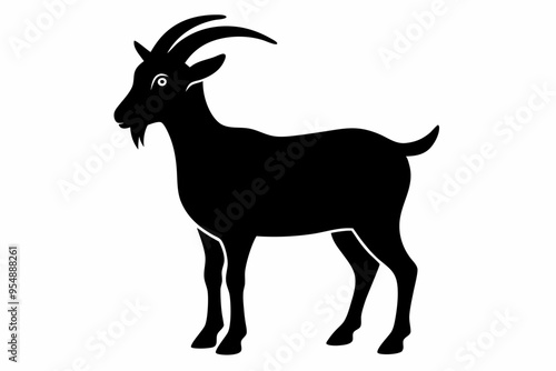 goat silhouette, dairy goat vector silhouette, baby goat silhouette