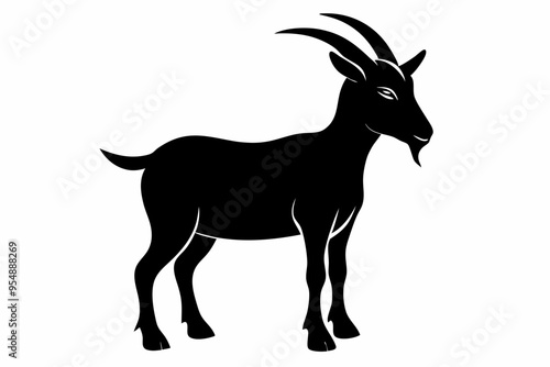 goat silhouette, dairy goat vector silhouette, baby goat silhouette