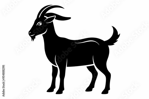 goat silhouette, dairy goat vector silhouette, baby goat silhouette