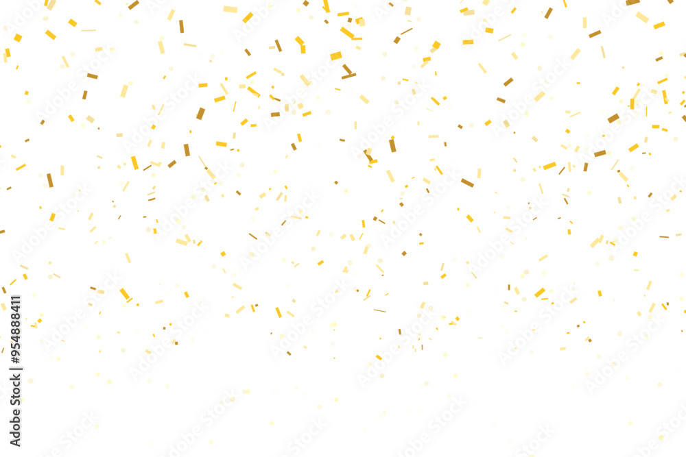 Gold confetti on a white background. Festive background. Design element. 