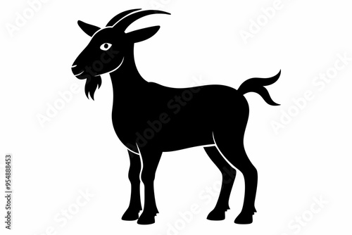 goat silhouette, dairy goat vector silhouette, baby goat silhouette