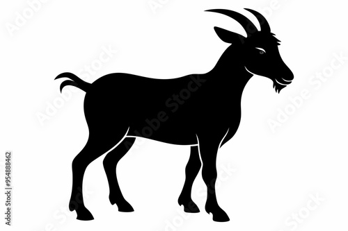 goat silhouette, dairy goat vector silhouette, baby goat silhouette
