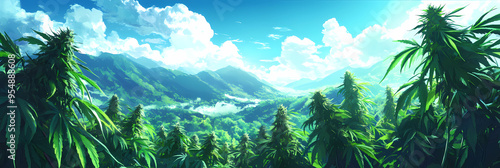 Wallpaper Mural Anime Stoner Art – Cool Background with Weed and Chill Aesthetic, wide screen wallpaper, 420 cannabis Torontodigital.ca