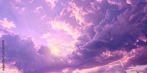 Fototapeta Naklejka Na Ścianę i Meble -  Violet clouds in the sky, a pastel purple background