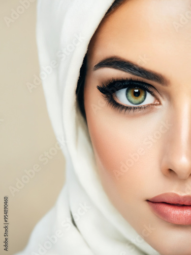 closeup portrait of beautiful young woman. beauty girl in hijab