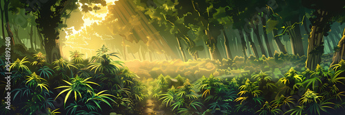 Wallpaper Mural Anime Stoner Art – Cool Background with Weed and Chill Aesthetic, wide screen wallpaper, 420 cannabis Torontodigital.ca