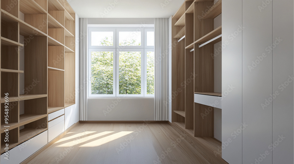 Fototapeta premium built-in closet with segments for the bedroom, the most optimal distribution