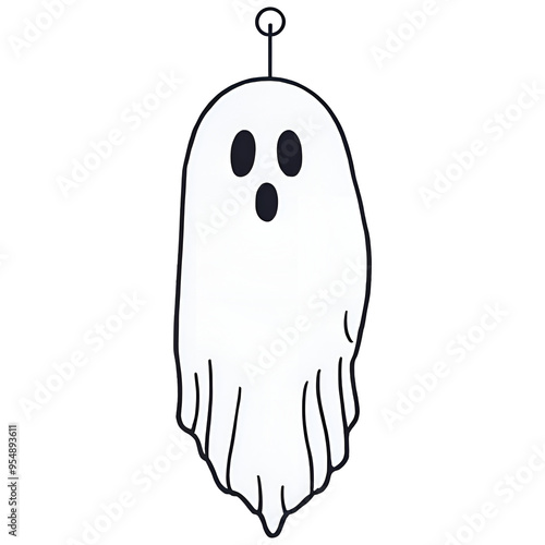 black and white hanging ghost