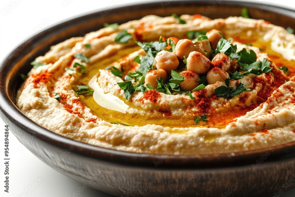 Creamy Hummus with Whole Chickpeas, Olive Oil, and Paprika Creamy Hummus with Whole Chickpeas, Olive Oil, and Paprika