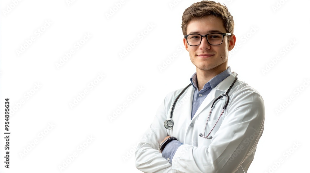 Medical Professional Portrait Young Male Doctor Isolated on White Background for Healthcare Contexts Medical Professional Portrait Young Male Doctor Isolated on White Background for Healthcare Contexts
