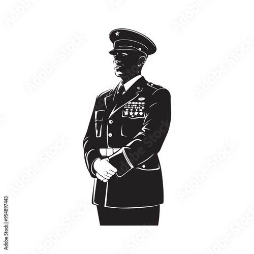 Black and white Veteran vector silhouette