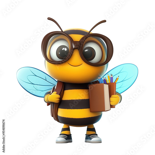illustration of  cute preschool bee against transparent or white background